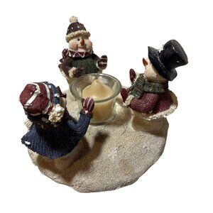 Circle of Snow Friends Candle Holder Regal Greetings & Gifts Winter Decor 7.5"